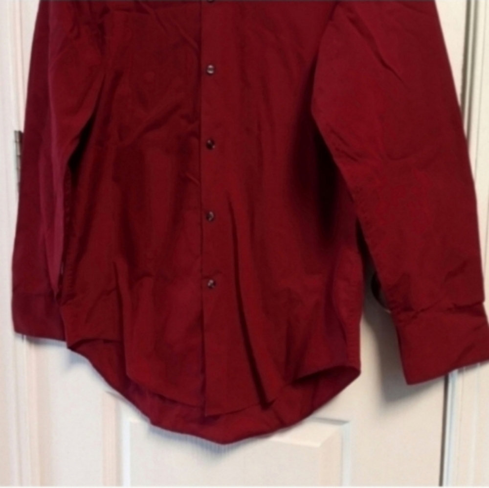 Arrow Slim Fit Men's Burgundy Button Up Dress Shirt M Long Sleeve Career Office